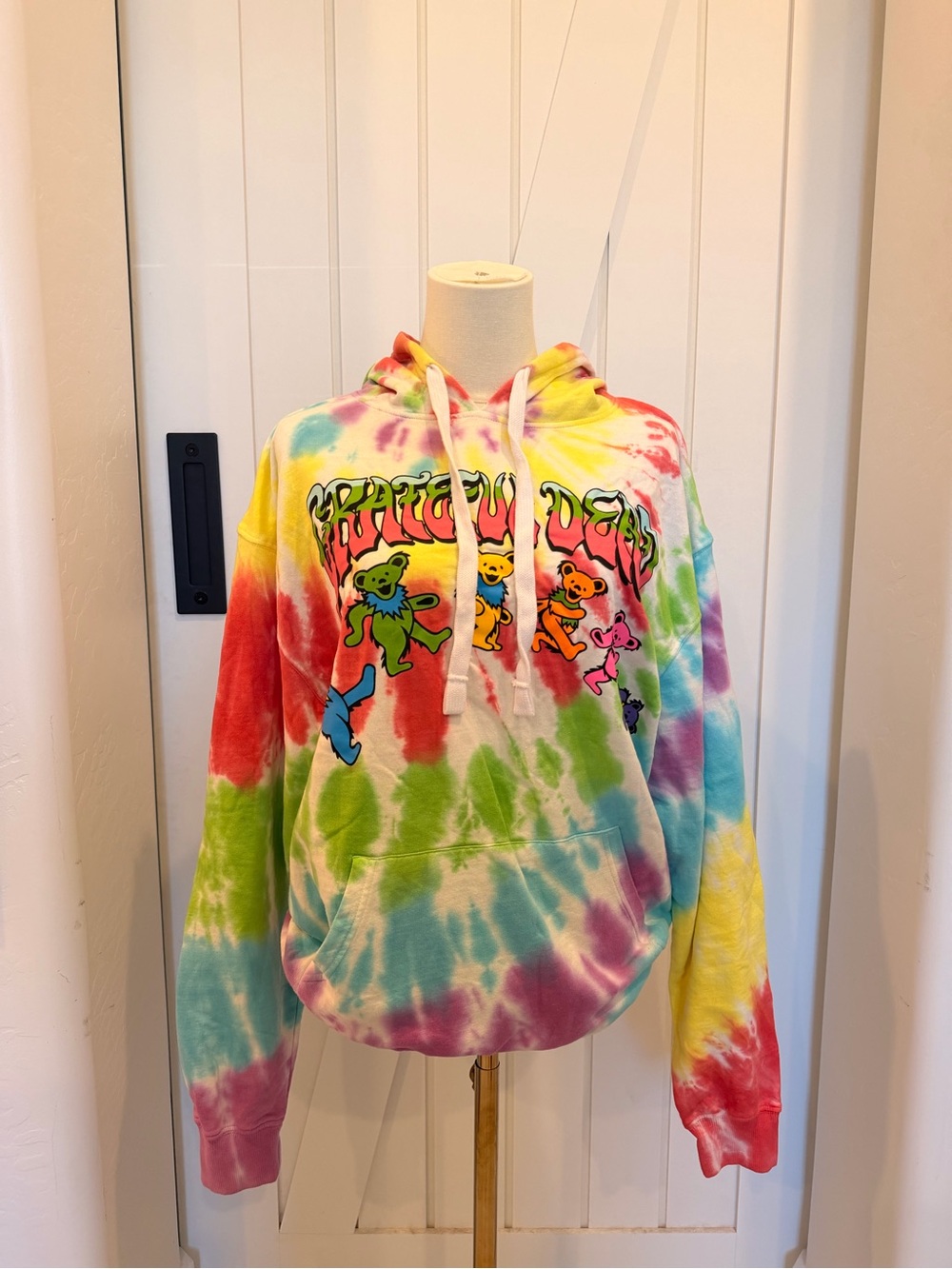 Grateful Dead L Hoodie Medium Pastel Tie Dye Dancing Bears Graphic Pullover